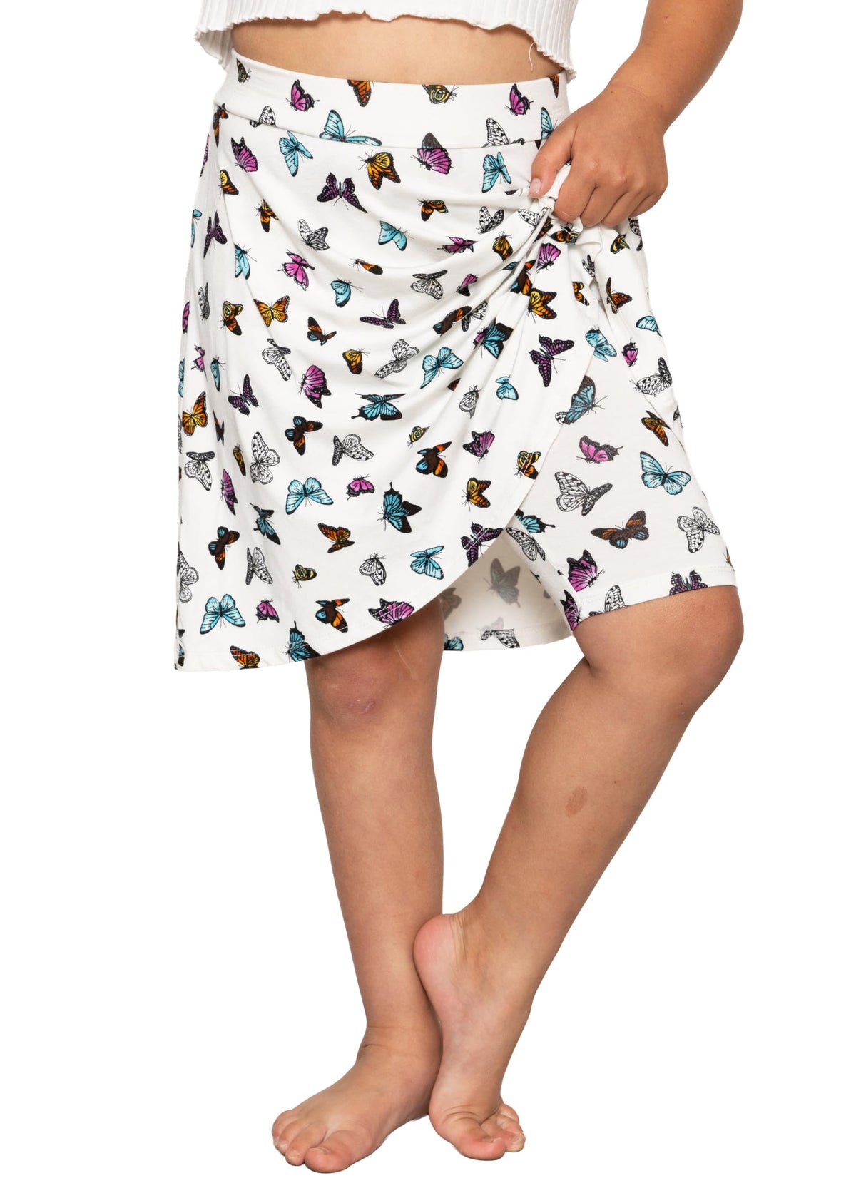 STRETCH IS COMFORT Girls Knee Length A-line Skirt with Built-in Shorts or Leggings