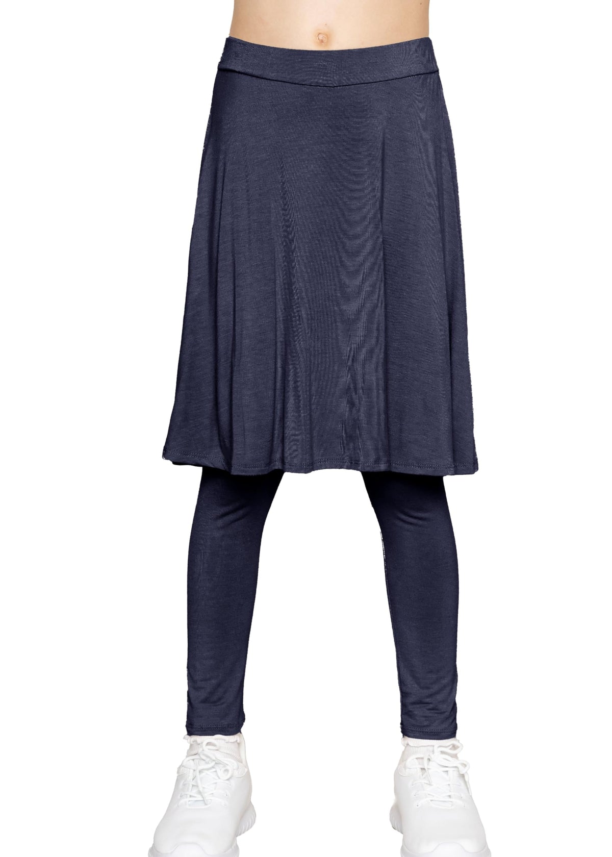 STRETCH IS COMFORT Girls Knee Length A-line Skirt with Built-in Shorts or Leggings