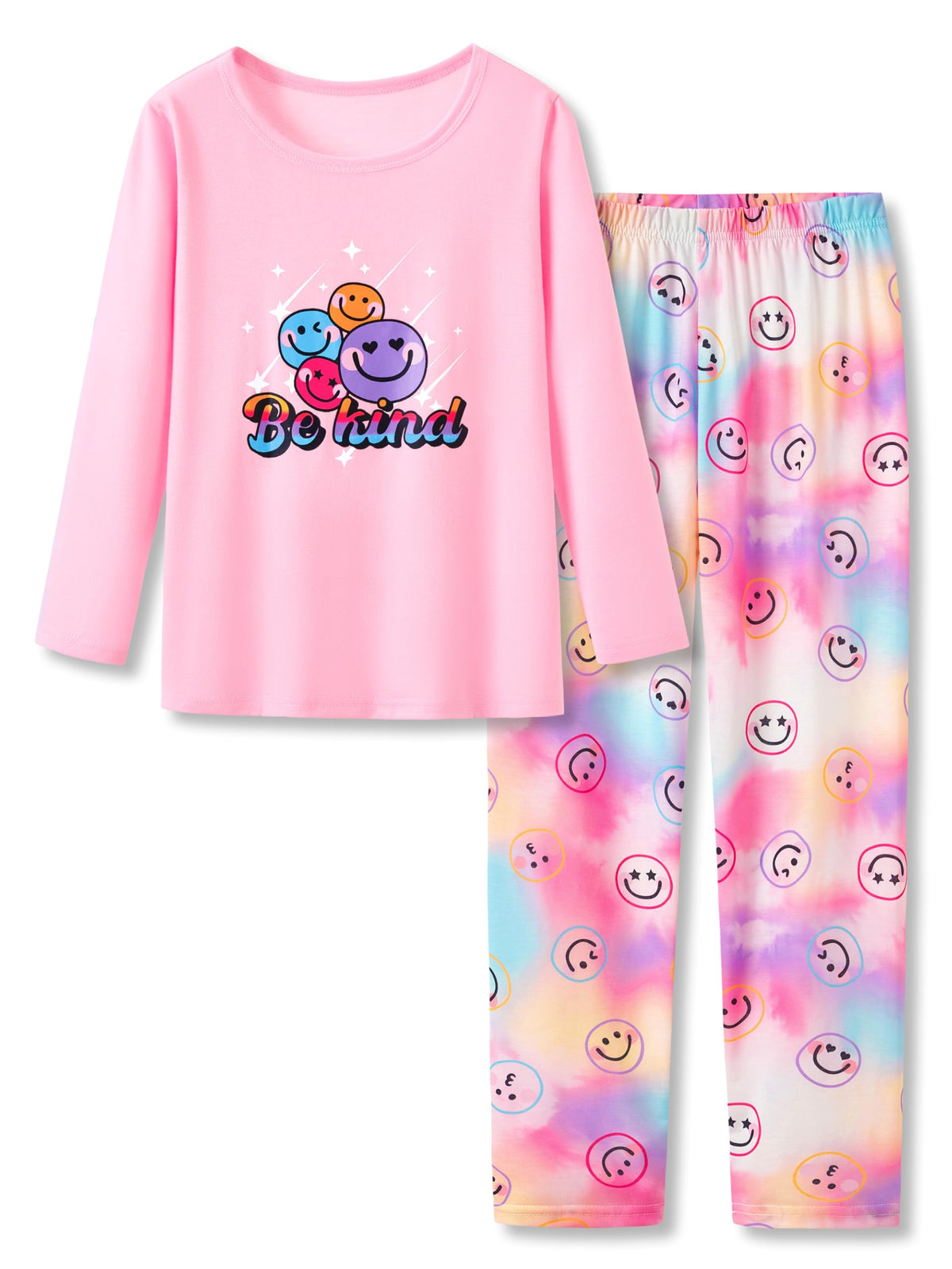 Tebbis Girls Long Sleeve Pants 2 Piece Trendy Print Pajama Set Size 6-18