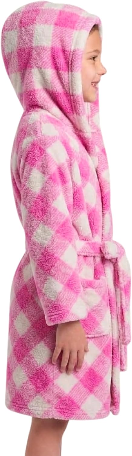 Just Love Girls' Plush Hooded Robe, Soft Printed Fleece Bathrobe