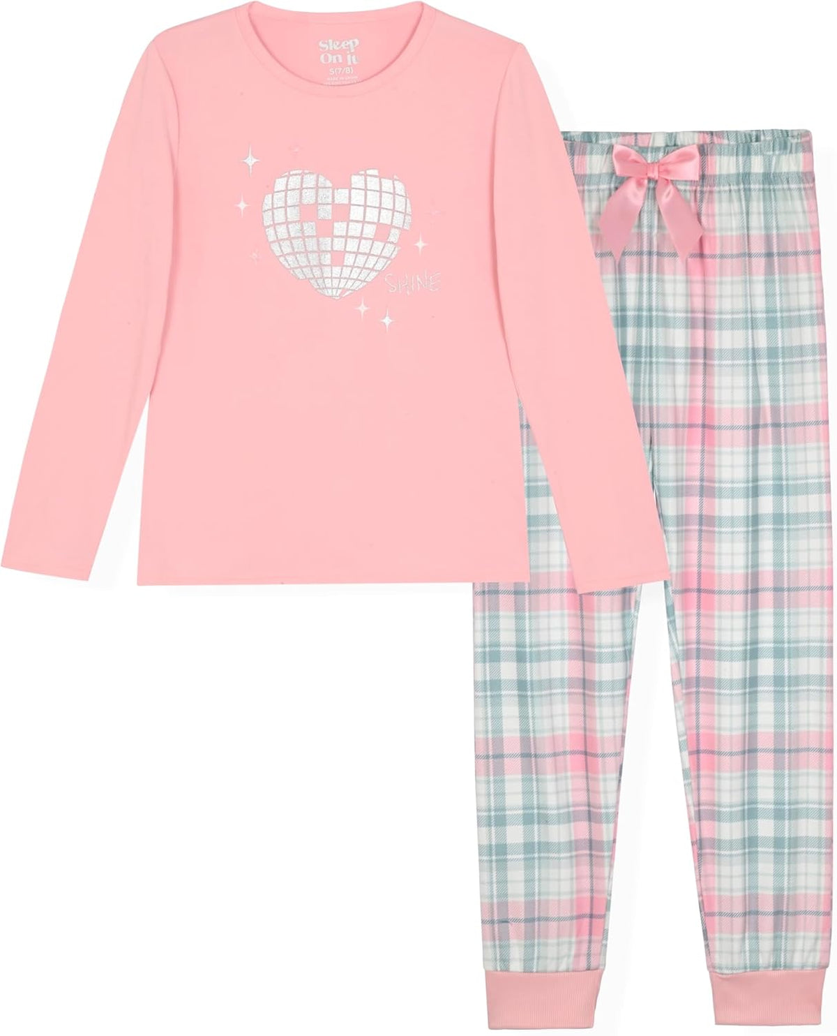 Sleep On It Girls Pajama Set Long Sleeve Shirts & Fleece Sleep Pants Kids Sleepwear Soft & Cozy Pajamas for Girls Sizes 4-14