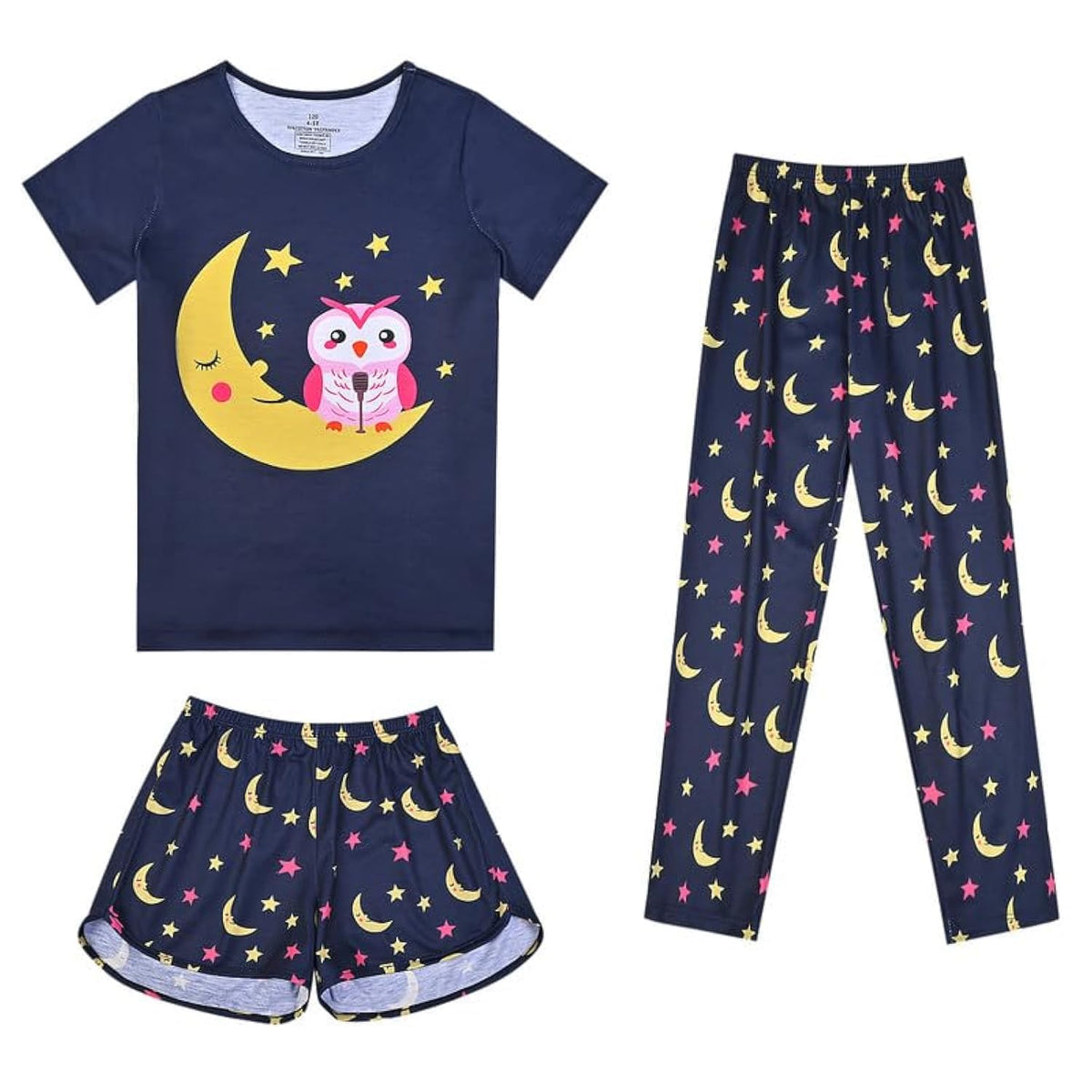 Mirawise Girls 3 Pc Pajamas Sleepwear Cotton Pjs Clothes Set 4-13 Years