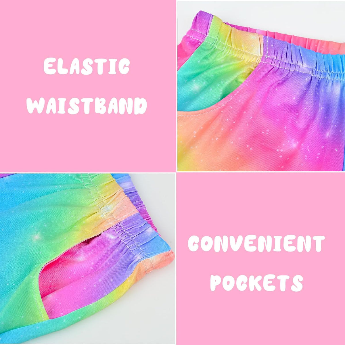 Girls Pajamas Tie Dye Mermaid Unicorn Summer Pjs Short Sleeve 2 Piece Sleepwear Toddler Girls Kids Nightwear 3T-10