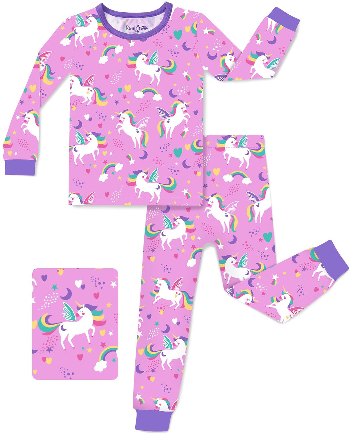 babee Reshinee Bamboo Viscose Toddler Girls Kids Pajamas Unicorn Mermaid Pjs Long Sleeve Snug fit 12M-8Y 2pcs Soft Jammies