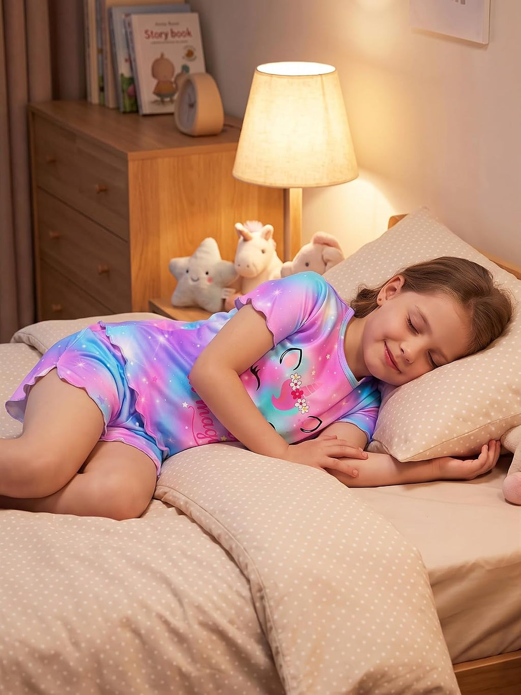 MHJY Girls Pajama Set 2 Piece Ruffled Short Sleeve Summer Sleepwear