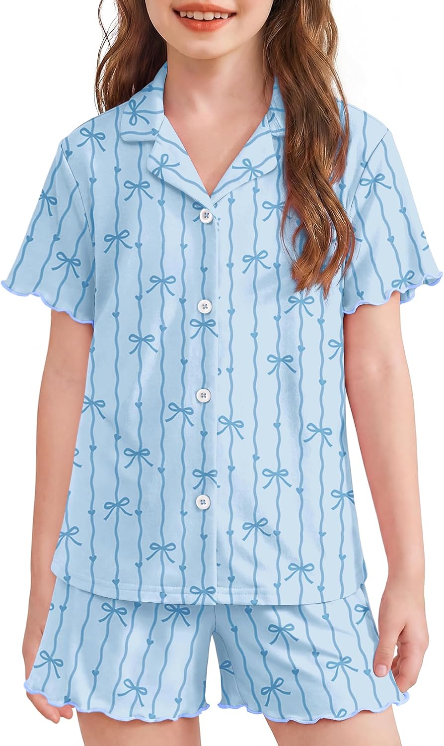 Arshiner Girls Pajamas Button Down Short Set Cute Pjs Soft Sleepwear