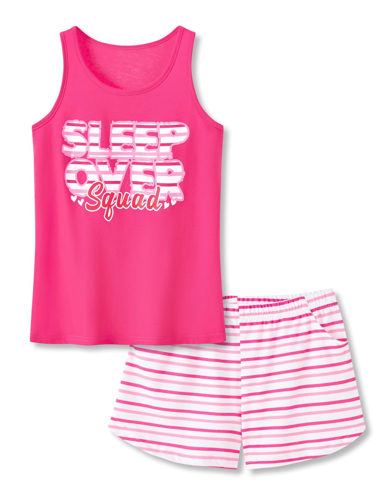 Cozchique Girls Soft Striped Summer Tank Top & Shorts Pajama Set Sizes 6-18