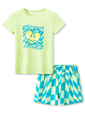 Beezizac Girls Cotton Blend Pajamas Cute Print Short Sleeve Set 4T-18