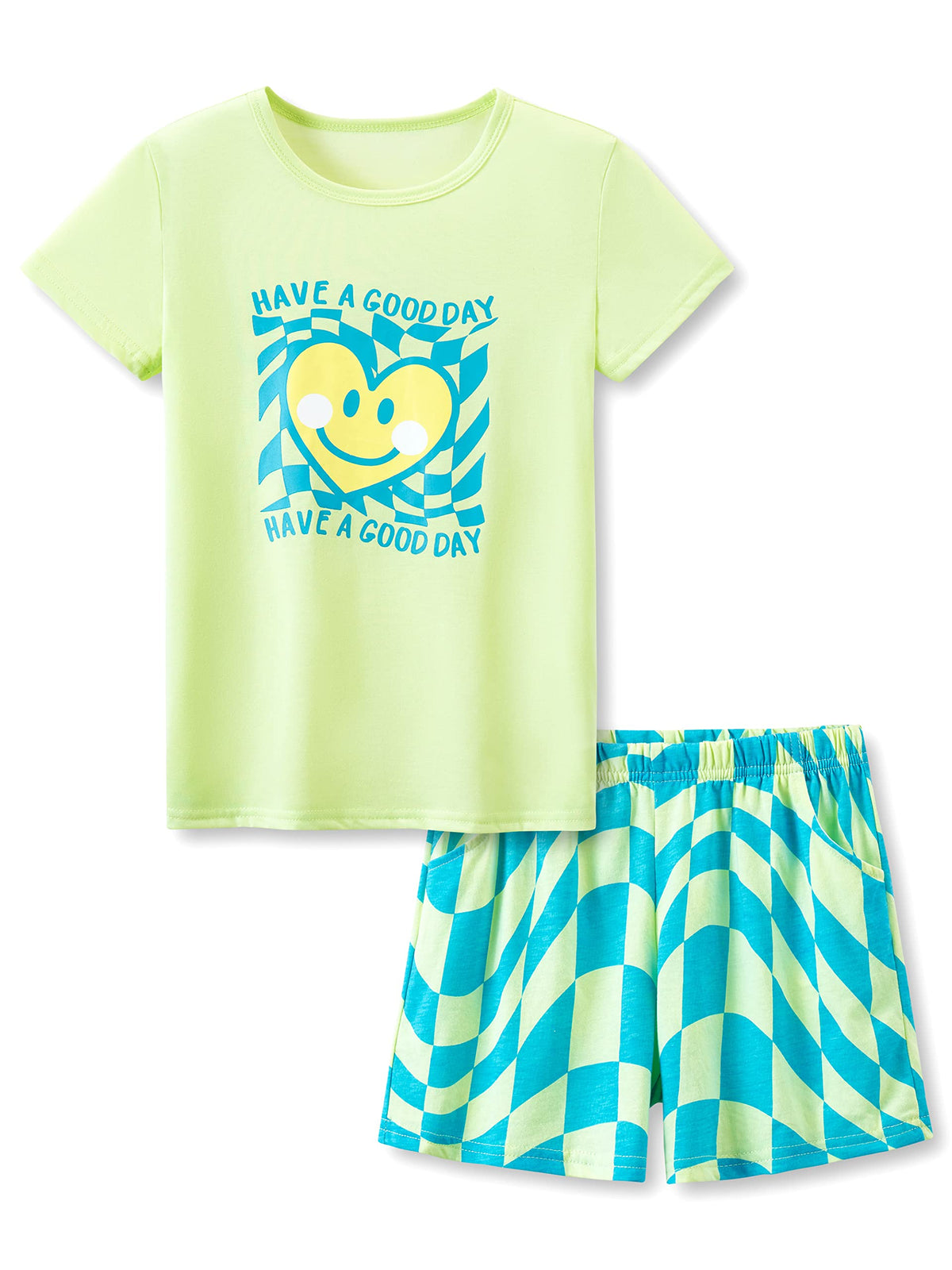 Beezizac Girls Cotton Blend Pajamas Cute Print Short Sleeve Set 4T-18
