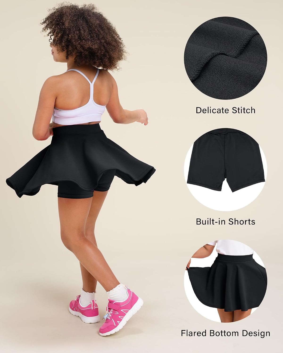 Stelle Girls Pleated Skater Uniform Skirts with Built in Shorts for School