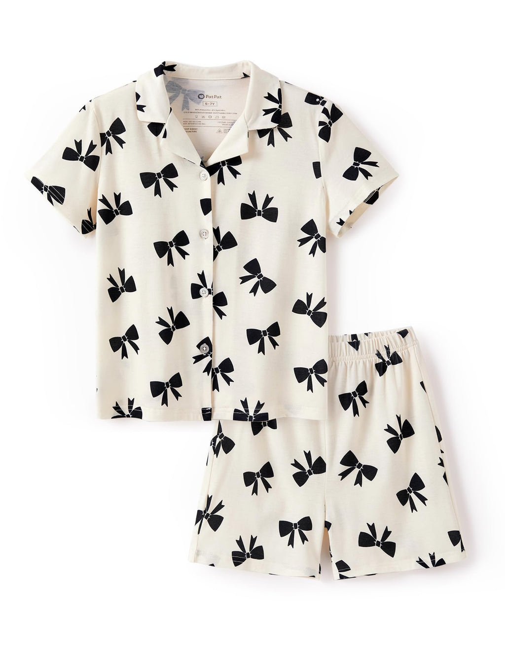 PATPAT Girls Button Down Pajama Sets Soft 2 Piece Kids Summer Loungewear