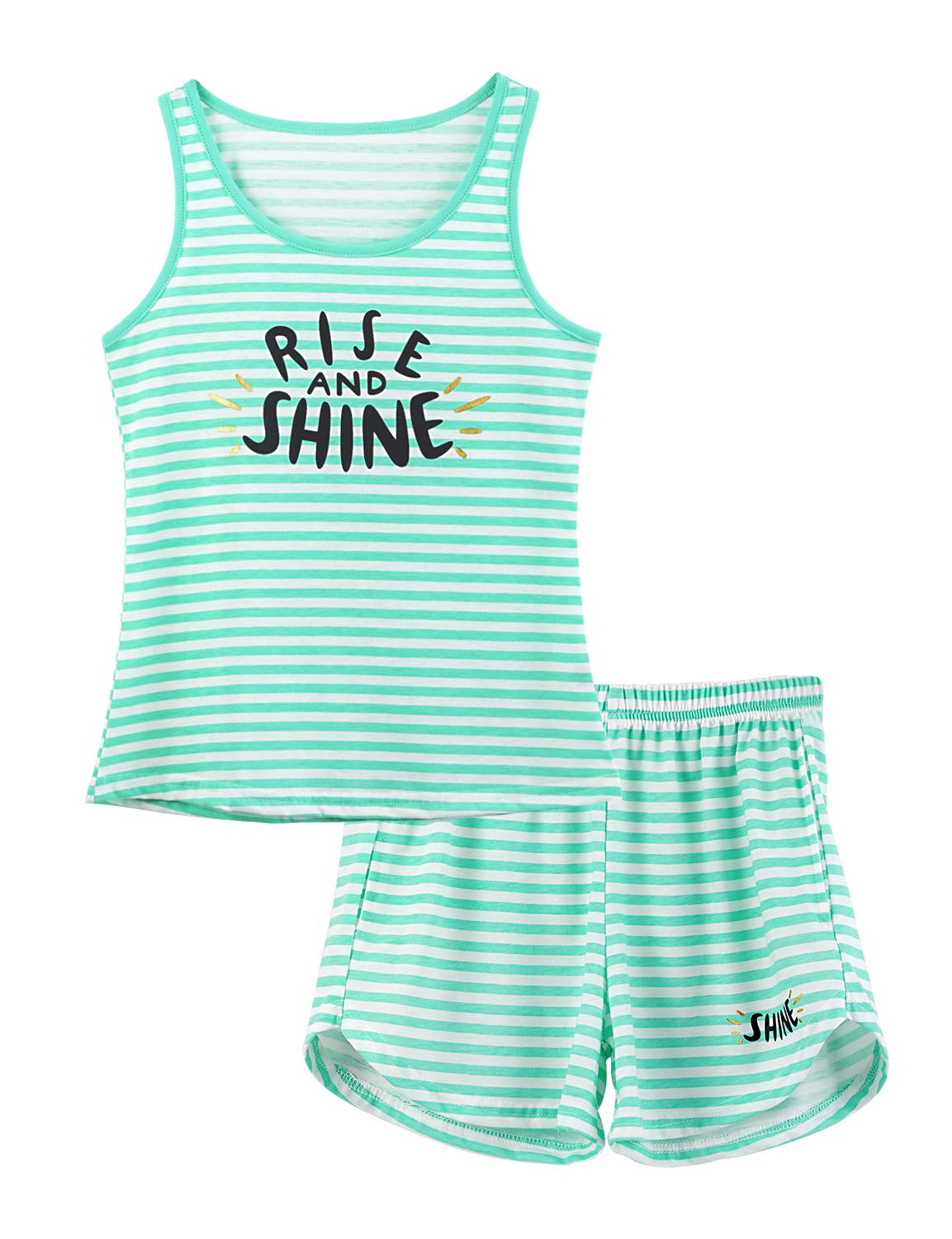 Cozchique Girls Soft Striped Summer Tank Top & Shorts Pajama Set Sizes 6-18