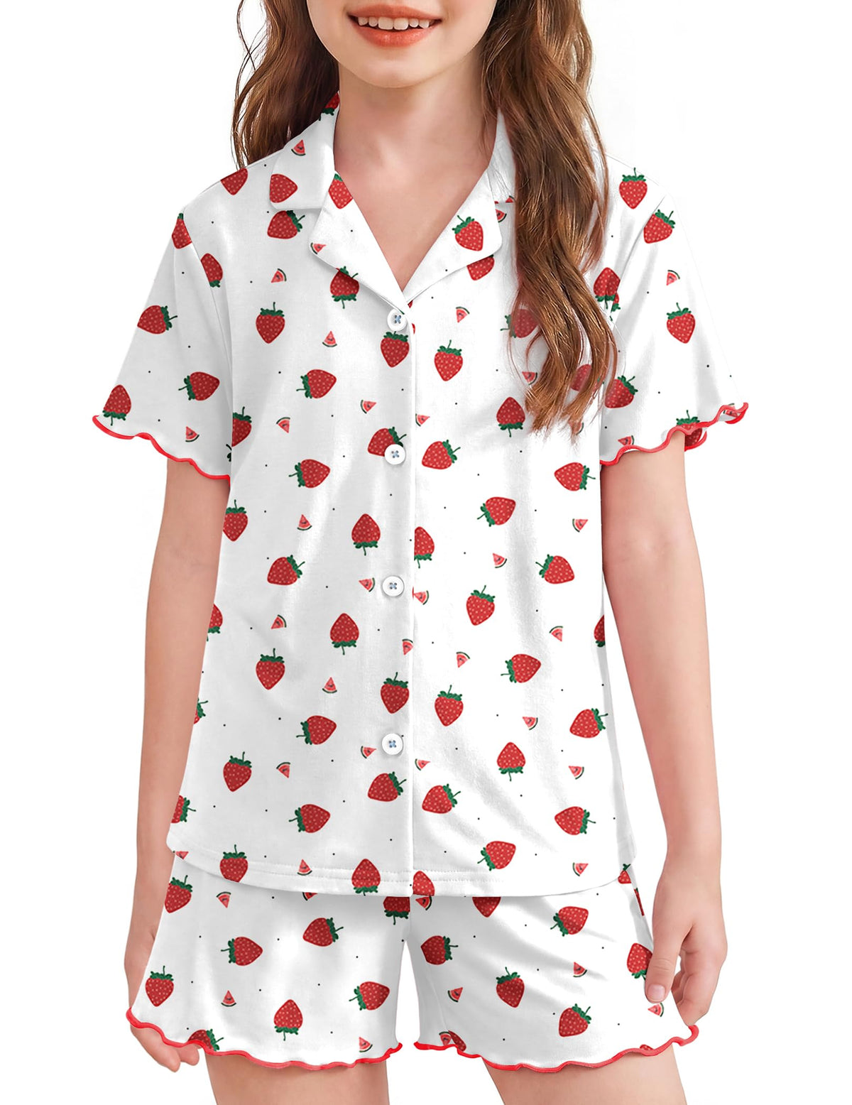 Arshiner Girls Pajamas Button Down Short Set Cute Pjs Soft Sleepwear