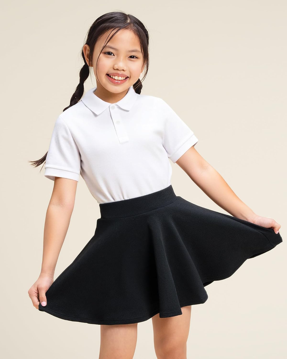 Stelle Girls Pleated Skater Uniform Skirts with Built in Shorts for School