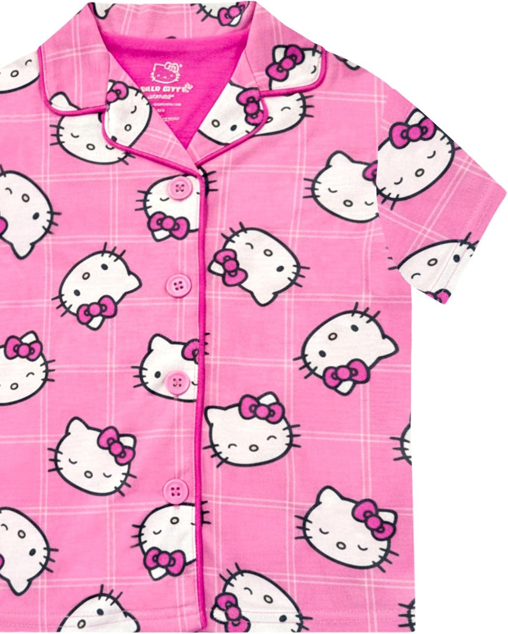 Hello Kitty Girls Pajama Set - 2 Piece Girls Pjs Button Down Short Sleeve & Pants For Kids - Official Product