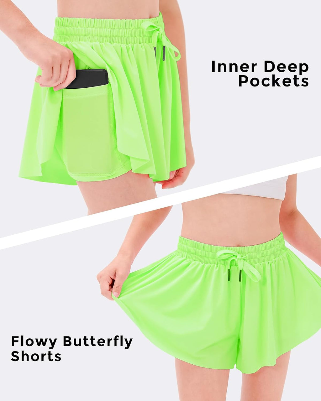 Stelle Girls Butterfly Shorts with Pockets Athletic Running Sports Skirt