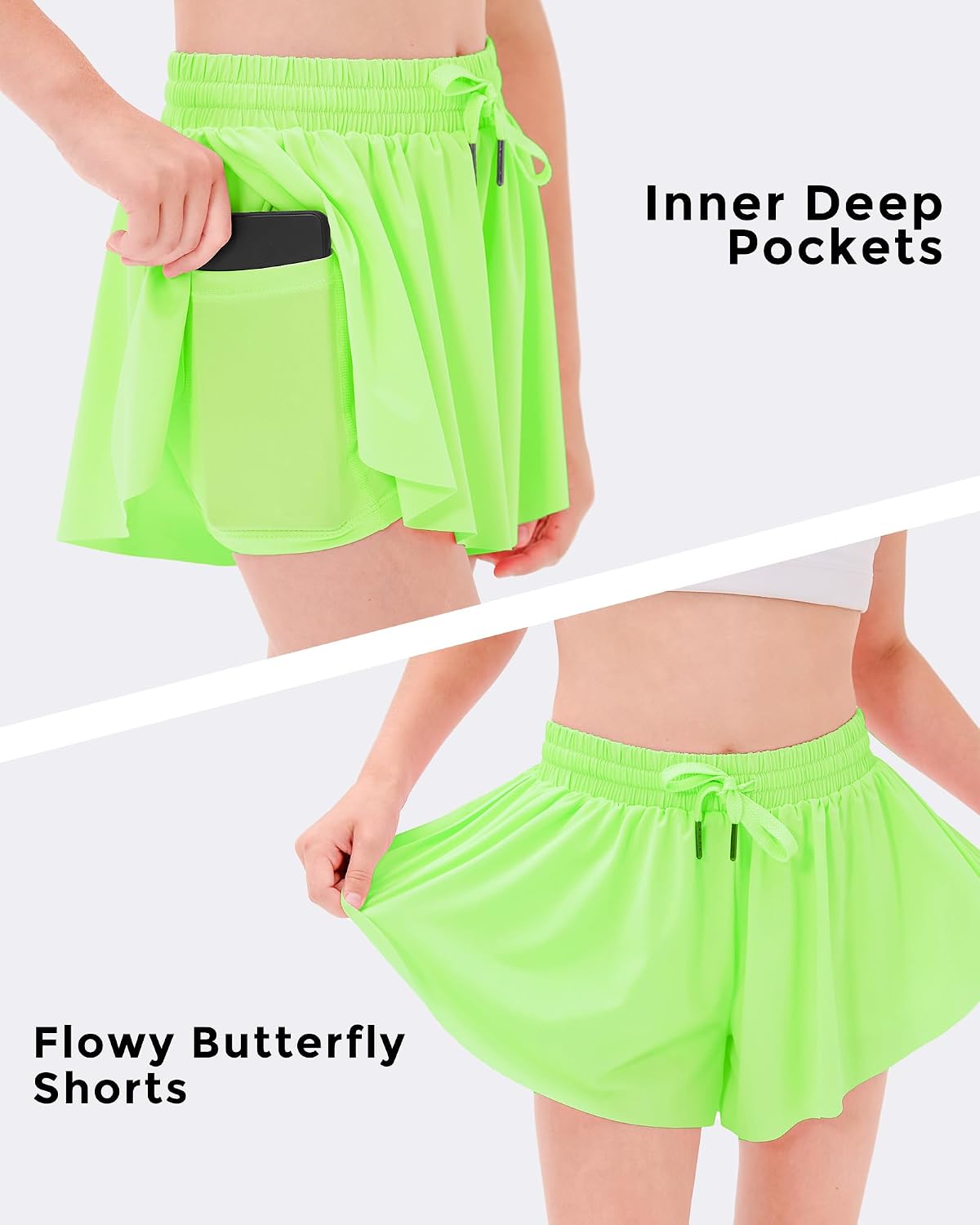 Stelle Girls Butterfly Shorts with Pockets Athletic Running Sports Skirt