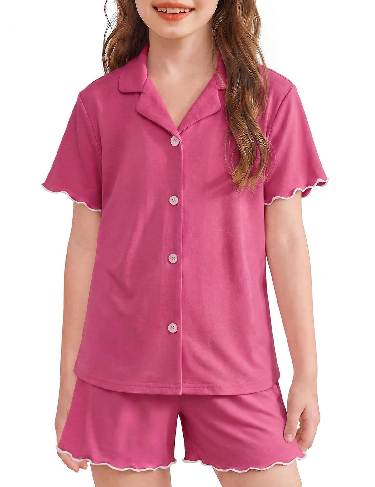 Arshiner Girls Pajamas Button Down Short Set Cute Pjs Soft Sleepwear