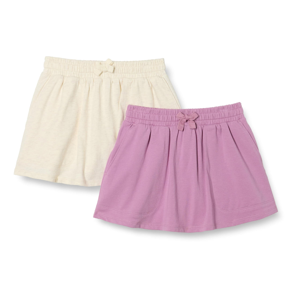 Amazon Essentials Girls' Cotton Stretch Jersey Patch Pocket Skort with Pockets, Pack of 2