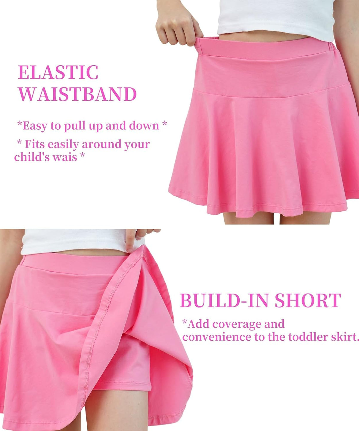 Toddler Skirt Little Girls Athletic Uniform Skorts Golf Outfit Cheer Tennis Skirts with Shorts