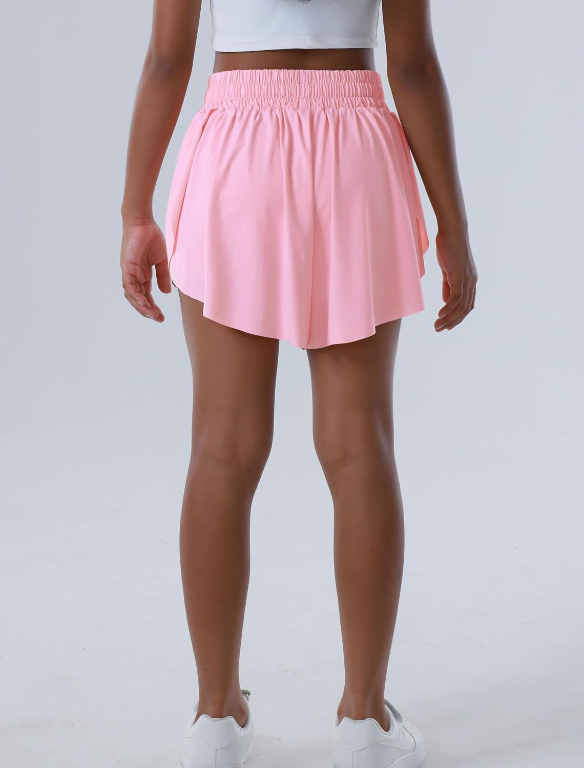 2-3 Pack Girls Flowy Butterfly Shorts with Pockets Liner 2 in 1 Skirt for Fitness, Athletic Running Sports