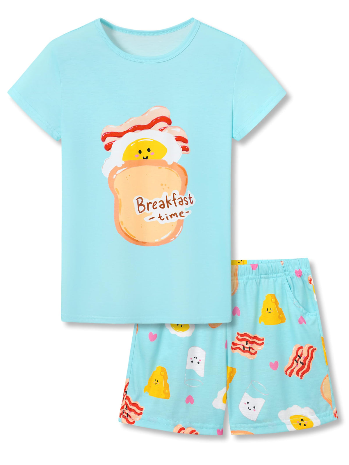Topgal Girls Summer Pajama Set Cute Prints Short Sleeves Shorts Size 6-18