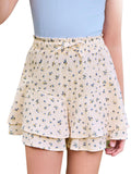 Haloumoning Girls Floral Skirts Kids Fashion Ruffle Flowy Shorts 5-14 Years