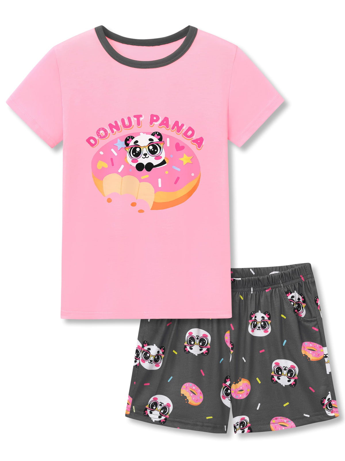 Topgal Girls Summer Pajama Set Cute Prints Short Sleeves Shorts Size 6-18