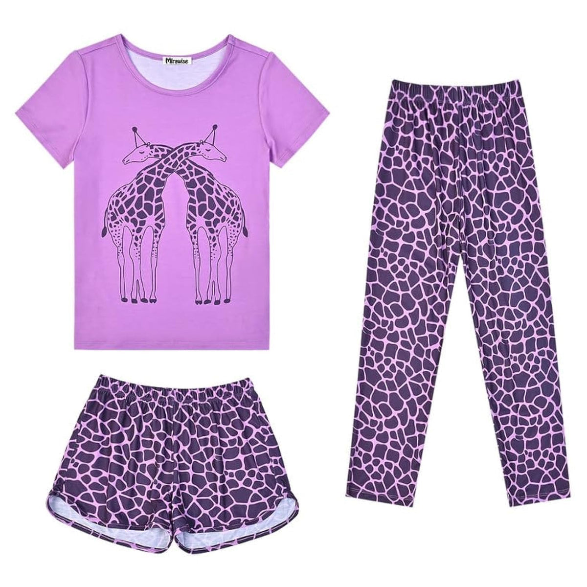 Mirawise Girls 3 Pc Pajamas Sleepwear Cotton Pjs Clothes Set 4-13 Years