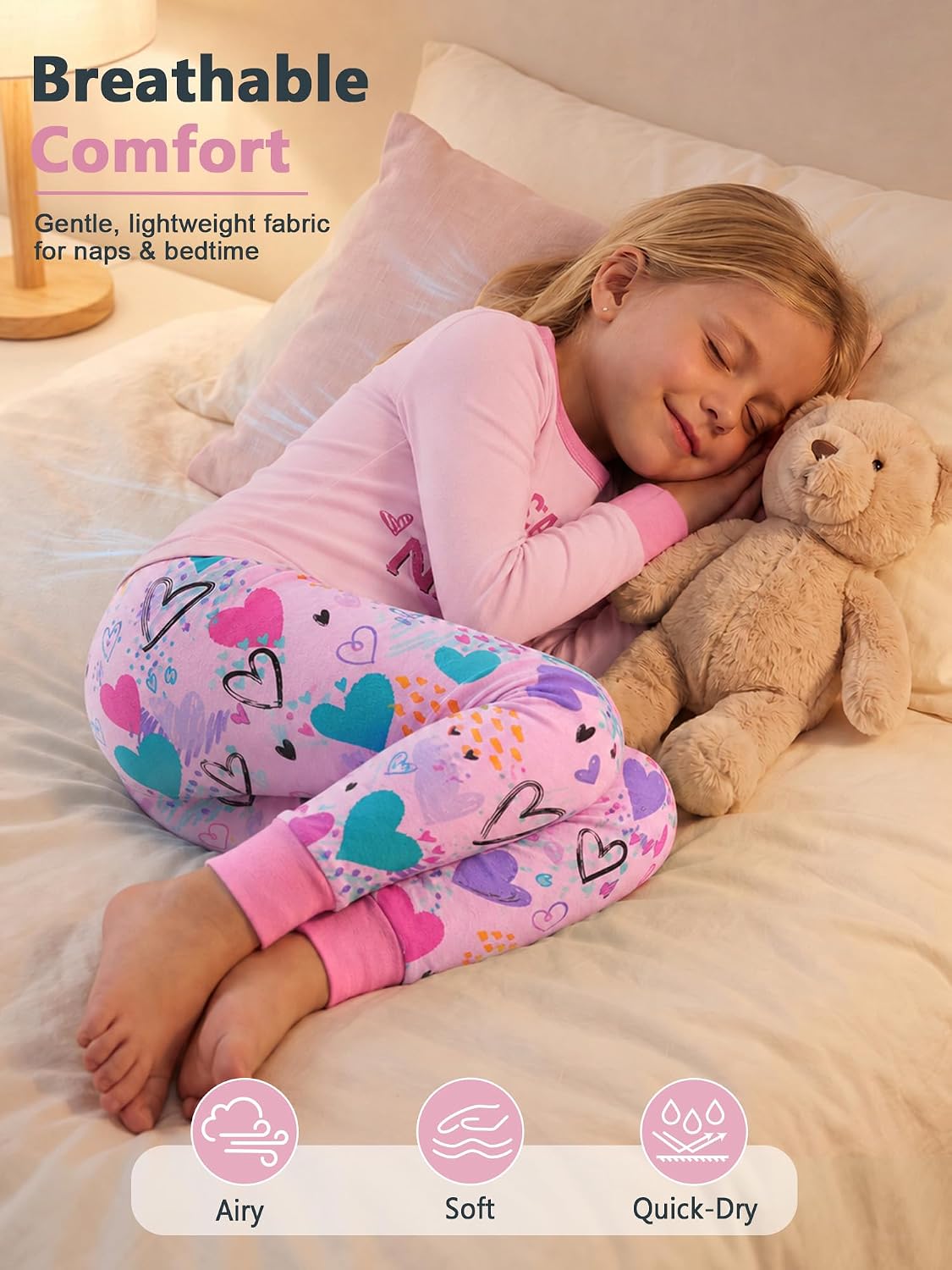 FIOBEE Girl Pajamas Viscose Long Sleeve Sleepwear Snug-Fit Kids Pjs Clothes