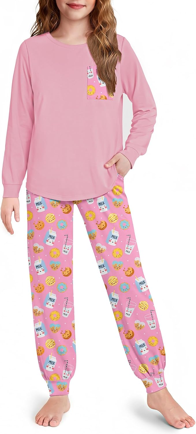Arshiner Pajamas for Girls Long Sleeve Pjs Set Soft Ankle Cuff Sleepwear