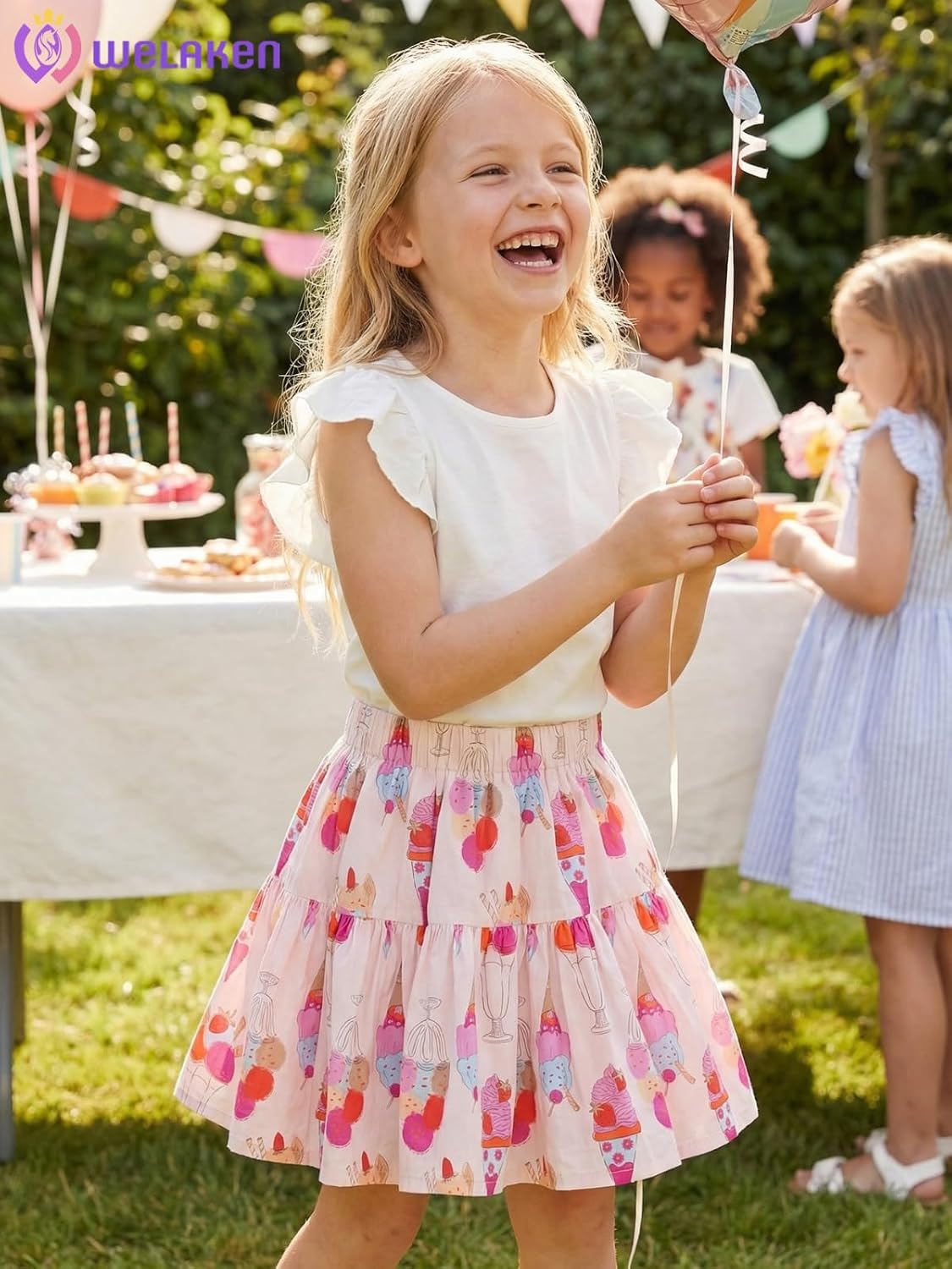 Girls and Toddlers Skirts Floral & Plaid Mini Skirt with Built-in Shorts