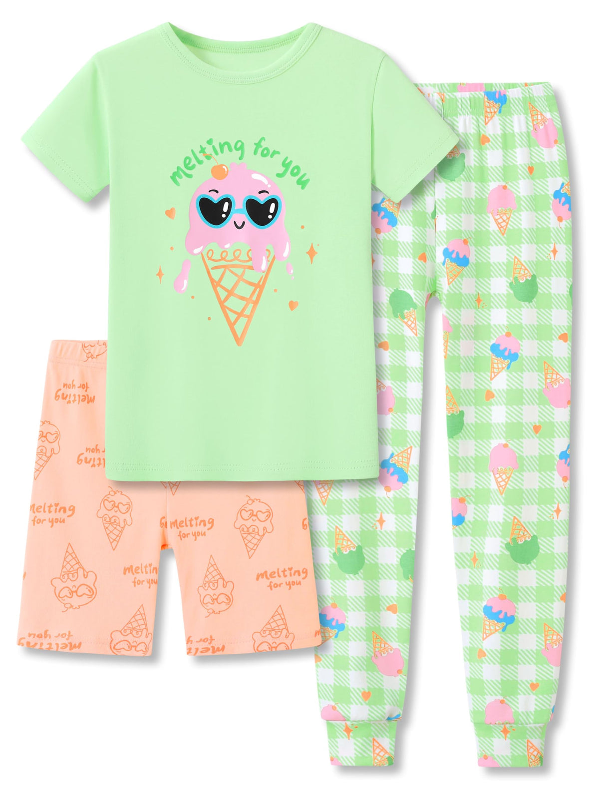 Topgal Little & Big Girls Cotton Knit Pajamas, 3-Piece Set, Sizes 4-14