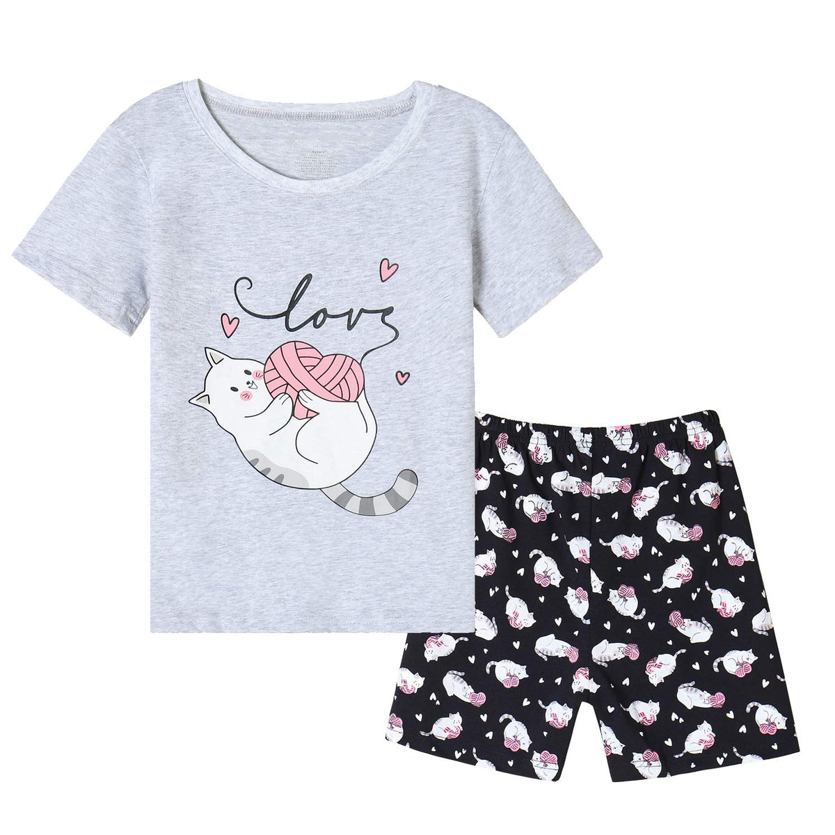Vopmocld Big Girls Summer Pajama Shorts Sets Cute Sleepwear Nighty Cotton