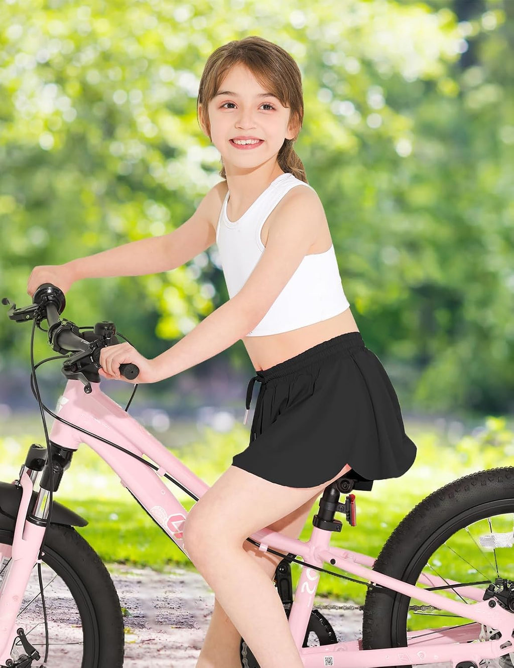 Butterfly Shorts Girls 2 in 1 Flowy Shorts with Pocket Athletic Skorts for Girls Running Tennis Skirts 2-14Y