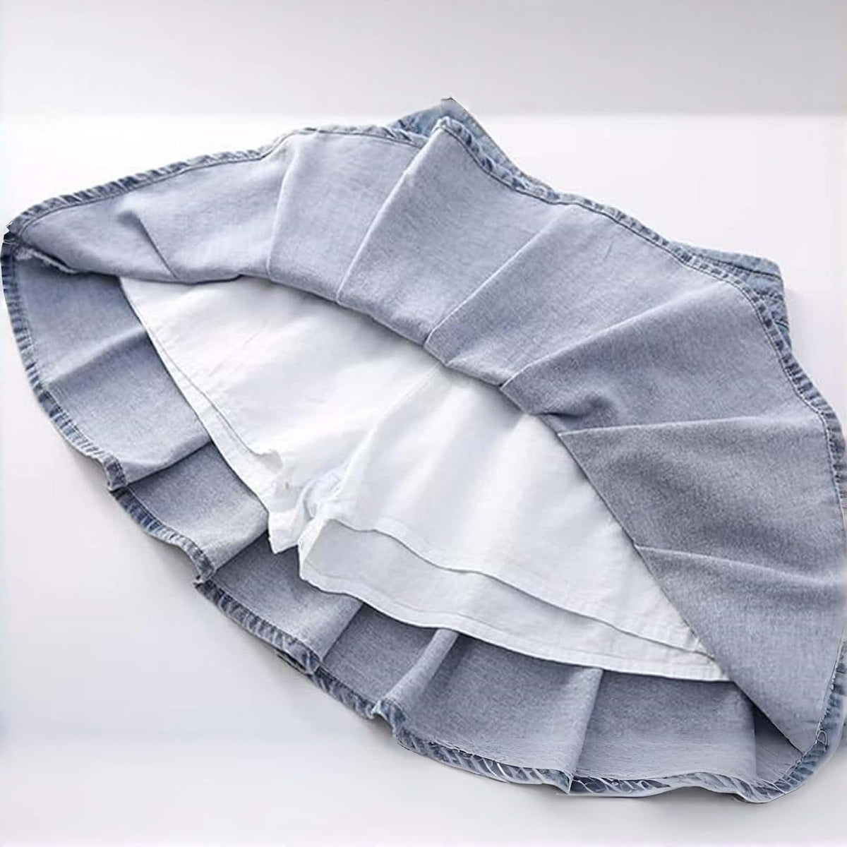 Toddler Girls Denim Skort Pleated High Waist 3-13Y