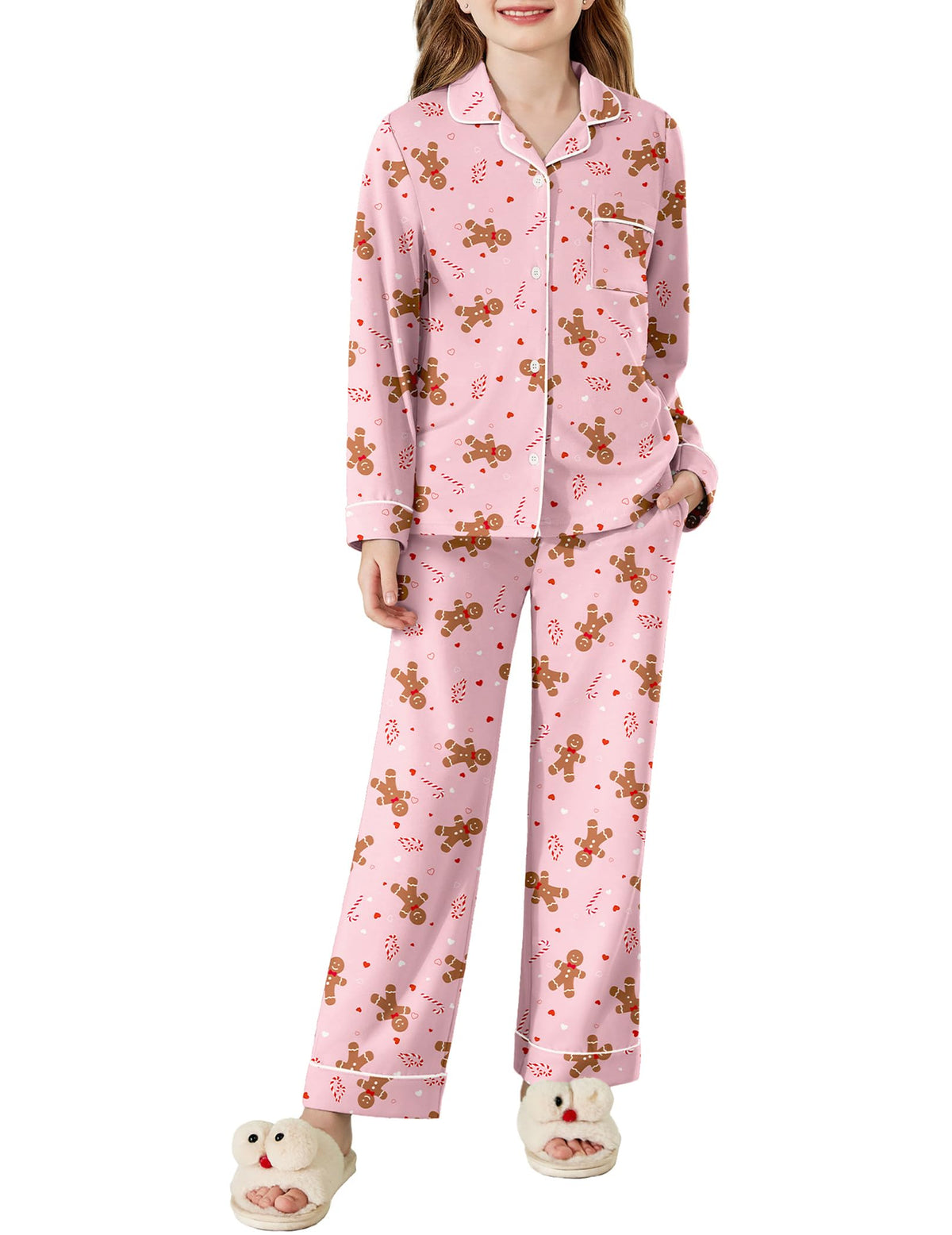 Arshiner Pajamas Set for Girls Long Sleeve Lounge Set Button Down Pj Sets