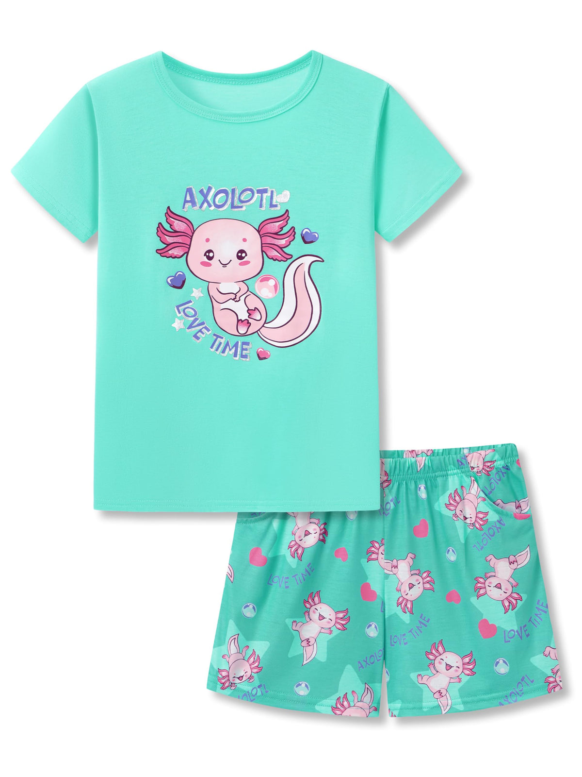 Topgal Girls Summer Pajama Set Cute Prints Short Sleeves Shorts Size 6-18