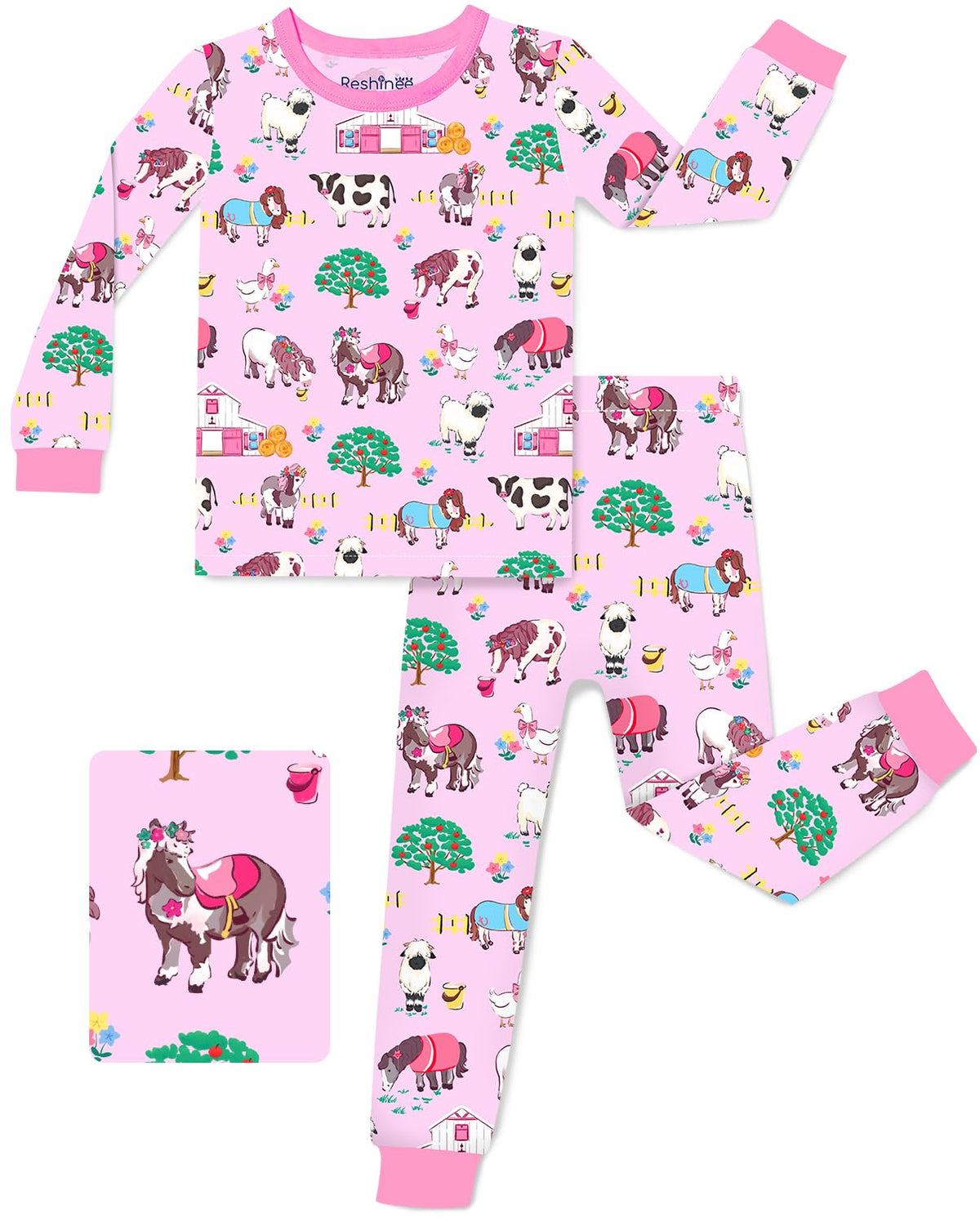 babee Reshinee Bamboo Viscose Toddler Girls Kids Pajamas Unicorn Mermaid Pjs Long Sleeve Snug fit 12M-8Y 2pcs Soft Jammies
