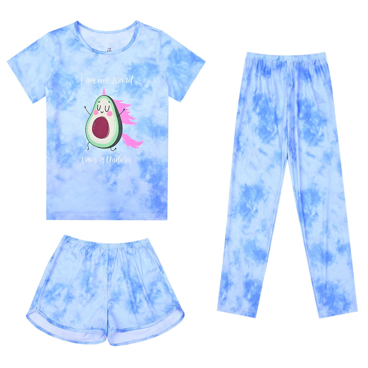 Mirawise Girls 3 Pc Pajamas Sleepwear Cotton Pjs Clothes Set 4-13 Years