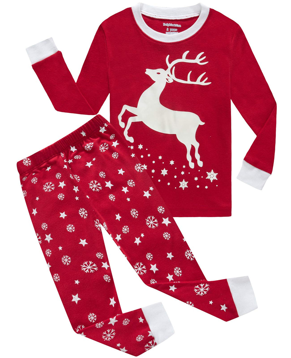 Dolphin&Fish Girls Cotton Pajamas Toddler 2 Pieces Pjs Kids Sleepwear Clothes Long sleeve Sets