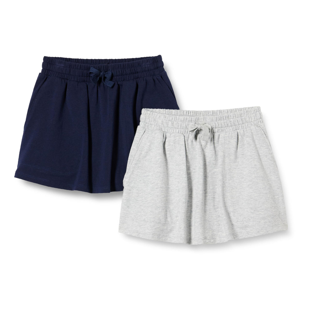 Amazon Essentials Girls' Cotton Stretch Jersey Patch Pocket Skort with Pockets, Pack of 2