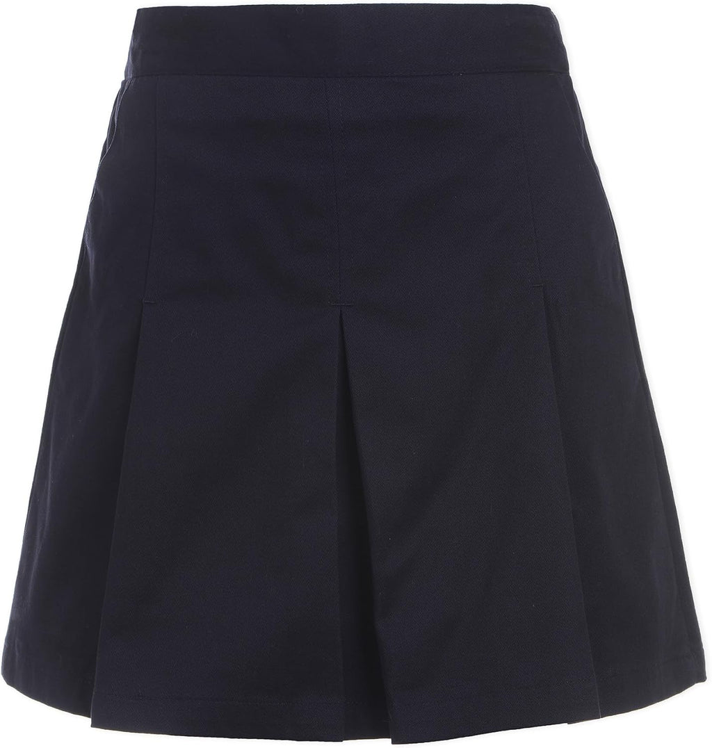 Nautica Girls' School Uniform Pleated Pull-on Scooter Skirt With Undershorts, Knit Waistband
