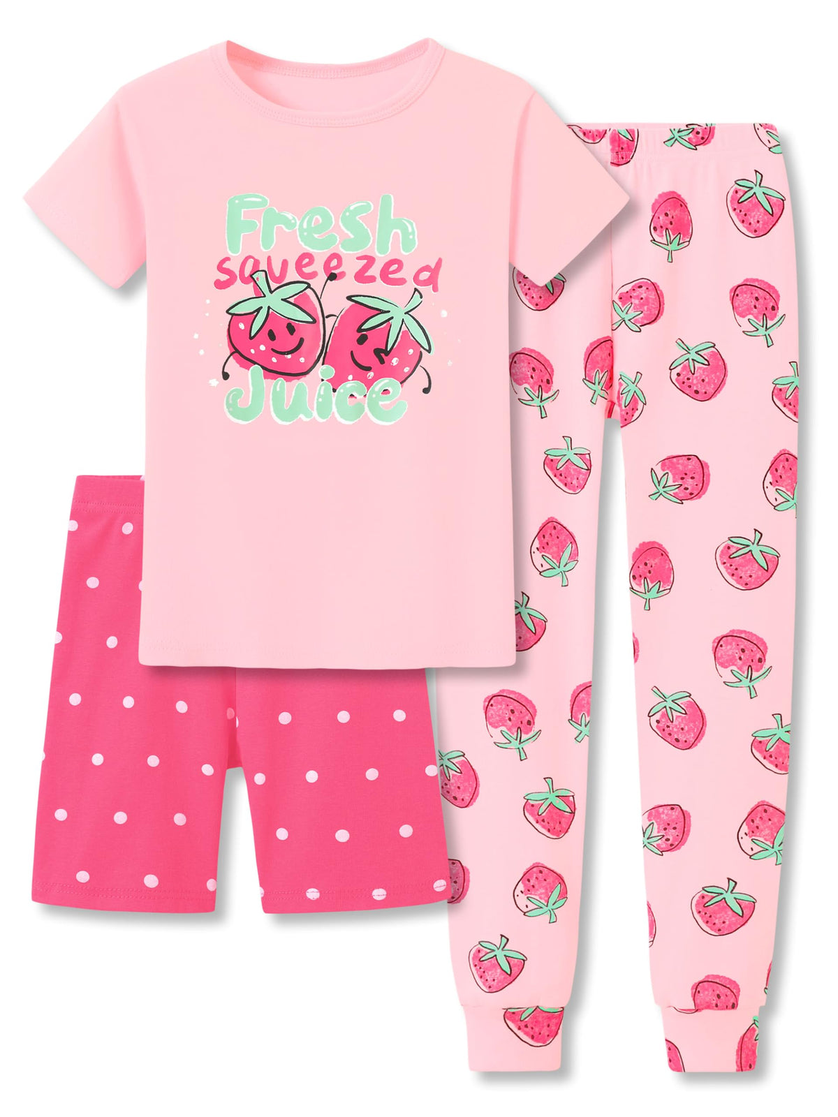 Topgal Little & Big Girls Cotton Knit Pajamas, 3-Piece Set, Sizes 4-14
