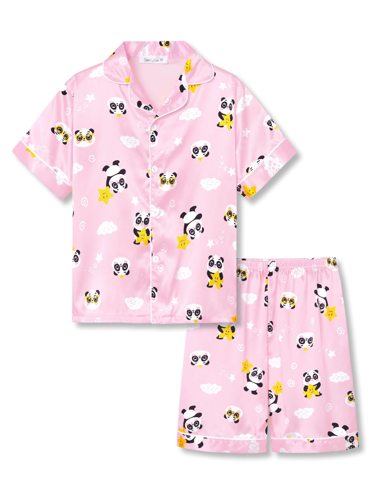 Beezizac Girls Pajamas Satin Silky Coat Style Short Sleeve Set Size 6-16