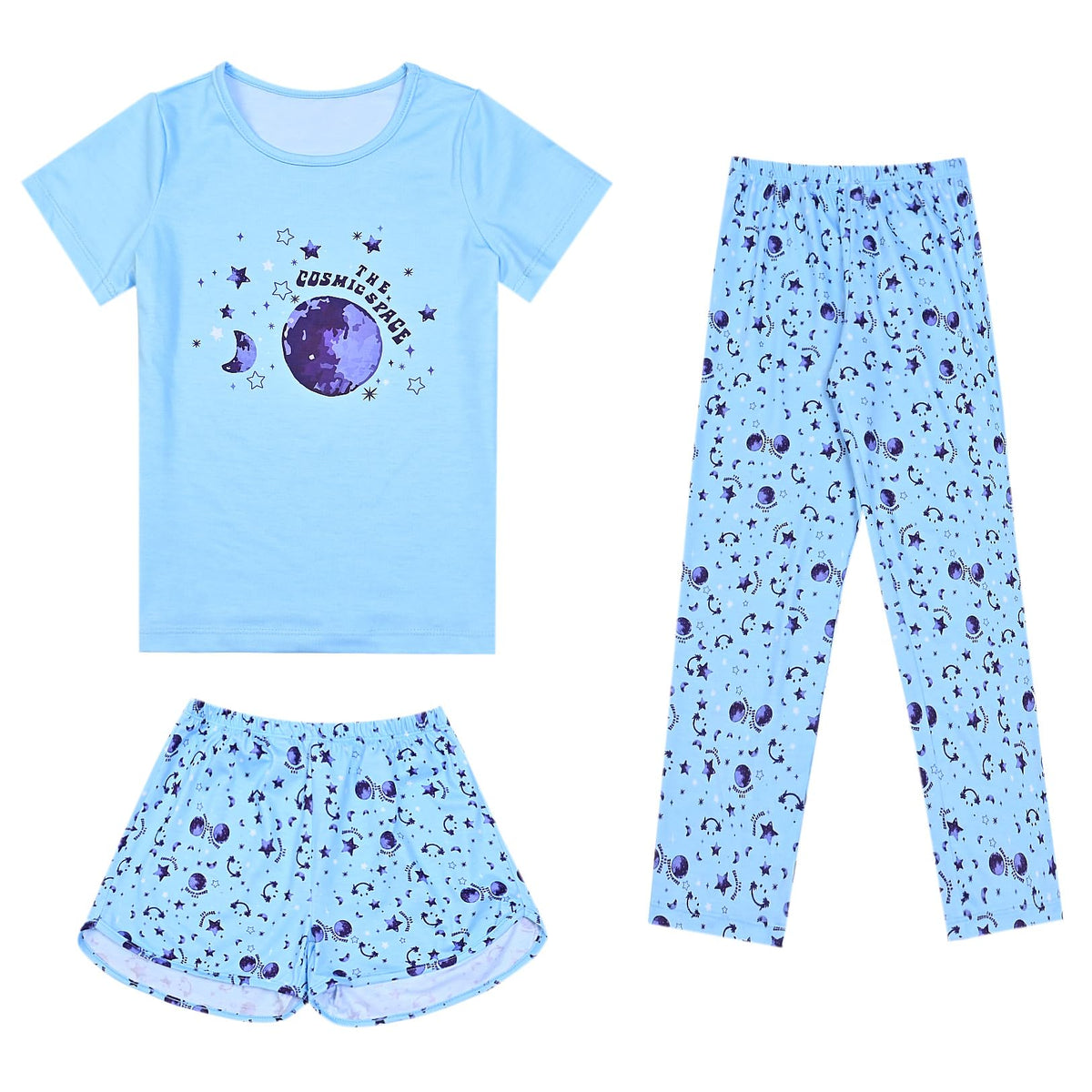 Mirawise Girls 3 Pc Pajamas Sleepwear Cotton Pjs Clothes Set 4-13 Years
