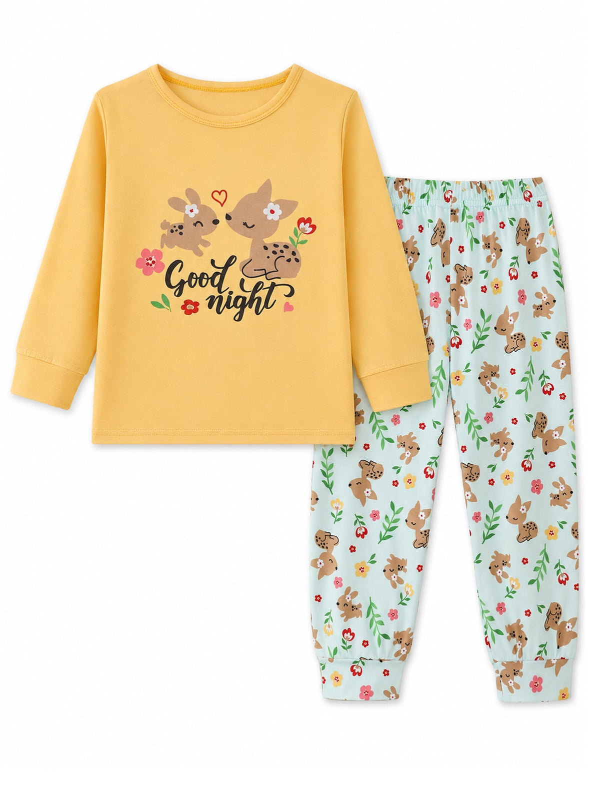 Mikrdoo Girls Pajamas 2 Piece Soft Long Sleeve Pjs Set for Kids 18M-7Y