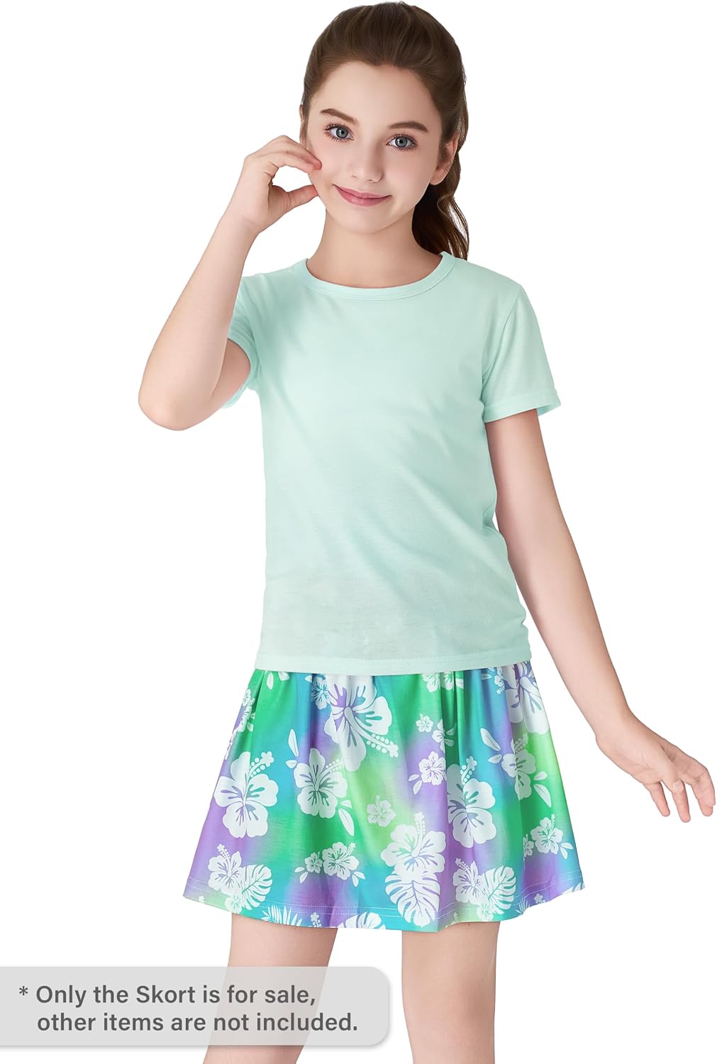 Girls Trendy Skirt-Skort Vibrant Print Built-in Shorts Size 6-16
