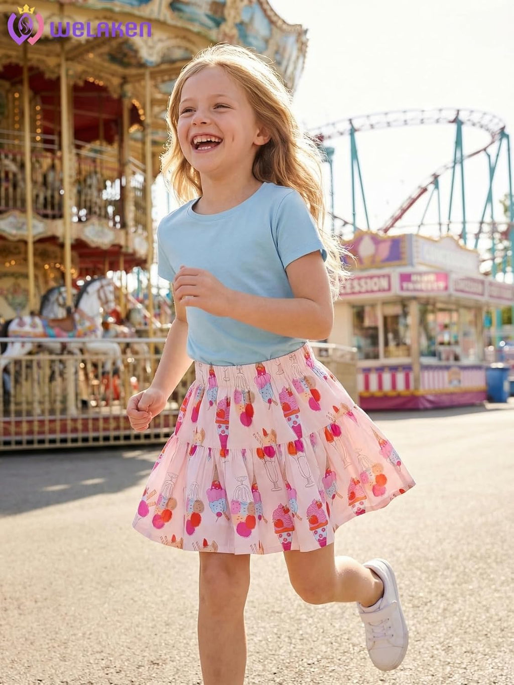 Girls and Toddlers Skirts Floral & Plaid Mini Skirt with Built-in Shorts