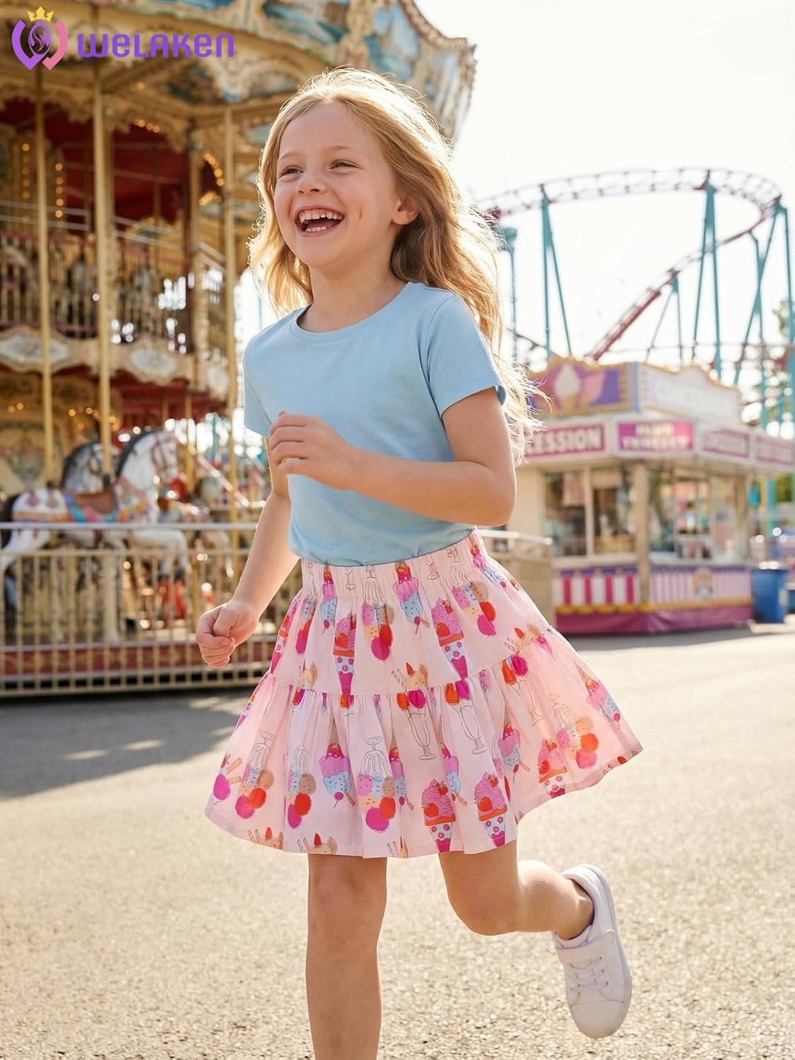 Girls and Toddlers Skirts Floral & Plaid Mini Skirt with Built-in Shorts